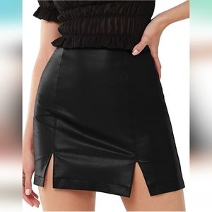 BRAND-NEW NEMANGOPOP Women's Basic High Waist Faux Leather Bodycon Pencil Skirt